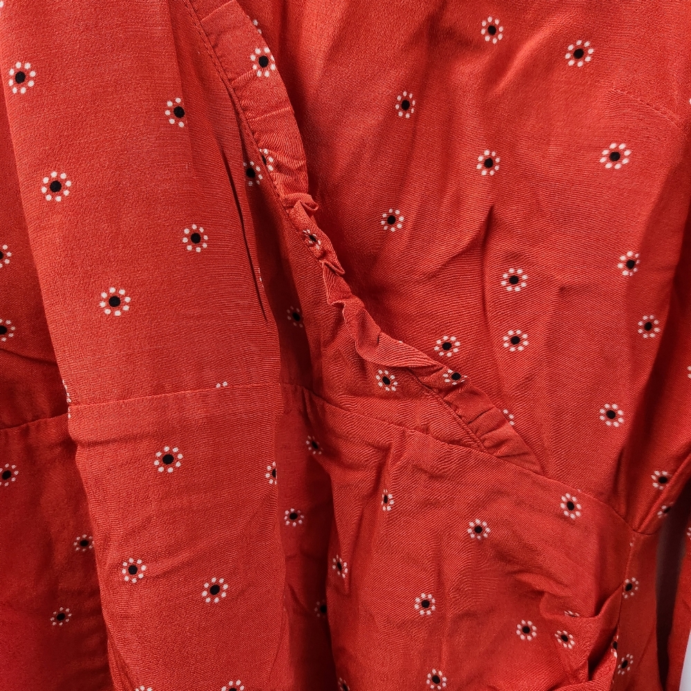 ASTR‎ The Label Revolve Marinke Dress Floral Faux Wrap Long Sleeve Red XL NWT - Picture 5 of 9